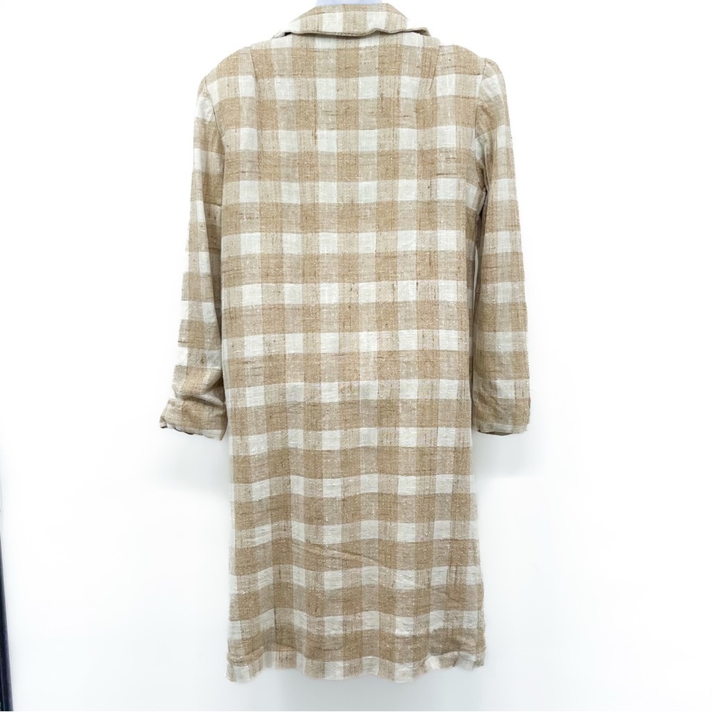Vintage Tweed Double Breasted Plaid Gingham Jacket Coat Peacoat Trench Long - Picture 5 of 6